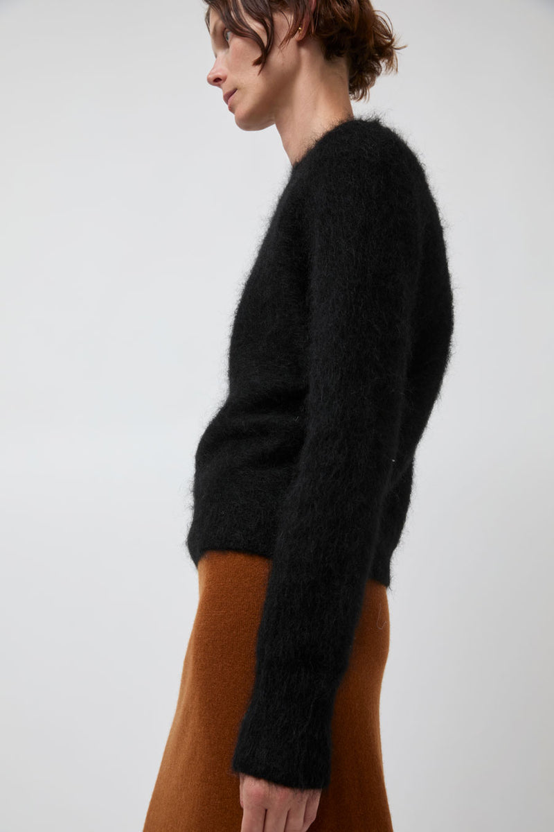 Atelier Edition Mohair Round Neck Knit in Black