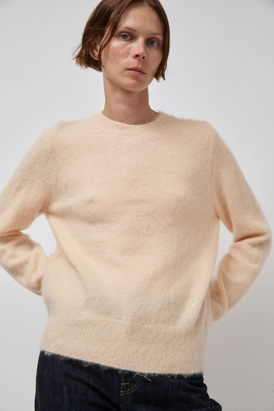 Atelier Edition Mohair Round Neck Knit in Orange