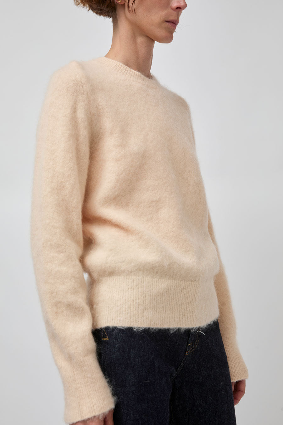 Atelier Edition Mohair Round Neck Knit in Orange