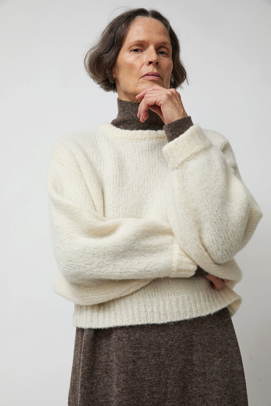 Atelier Delphine Balloon Sleeve Sweater in Cream
