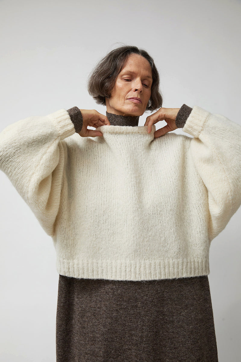 Atelier Delphine Balloon Sleeve Sweater in Cream