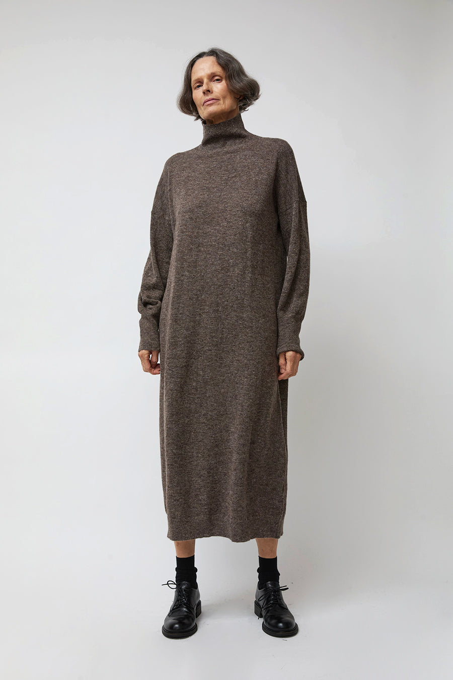 Atelier Delphine High Gauge Soft Alpaca Dress in Mocha