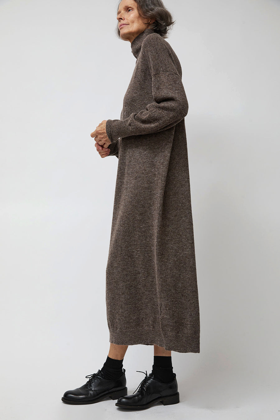 Atelier Delphine High Gauge Soft Alpaca Dress in Mocha