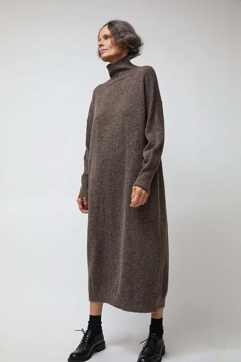 Atelier Delphine High Gauge Soft Alpaca Dress in Mocha