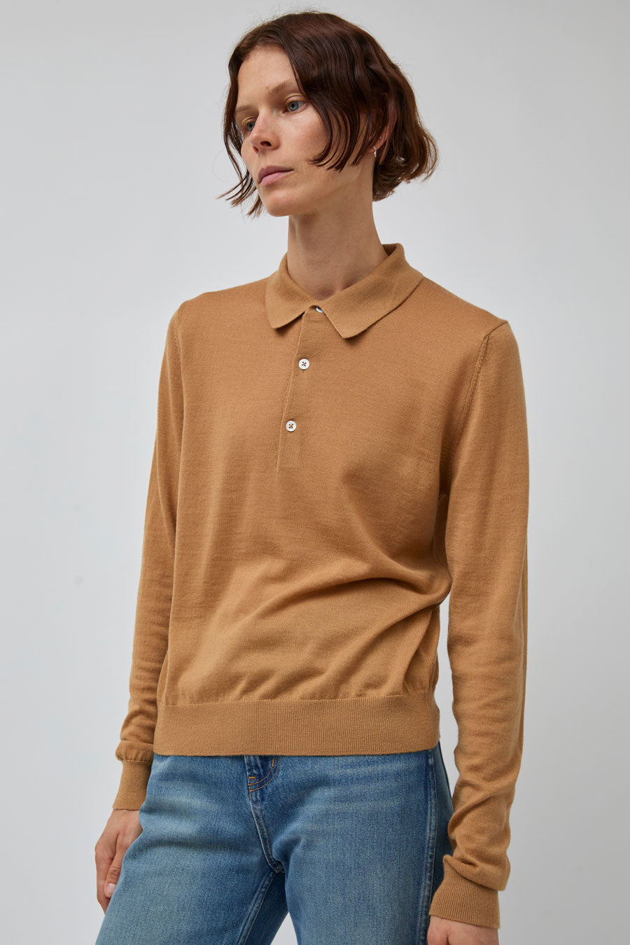 B Sides Knit Polo in Camel