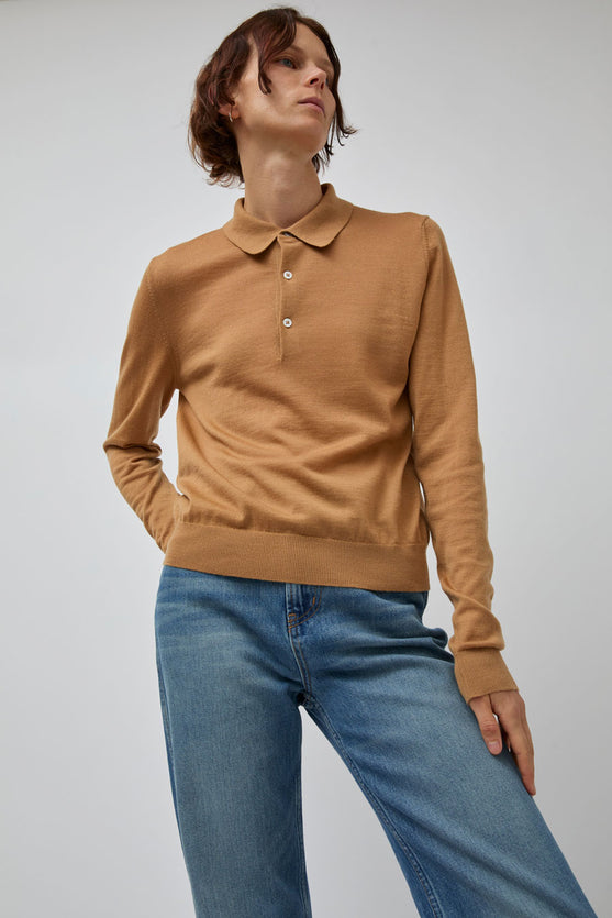 B Sides Knit Polo in Camel