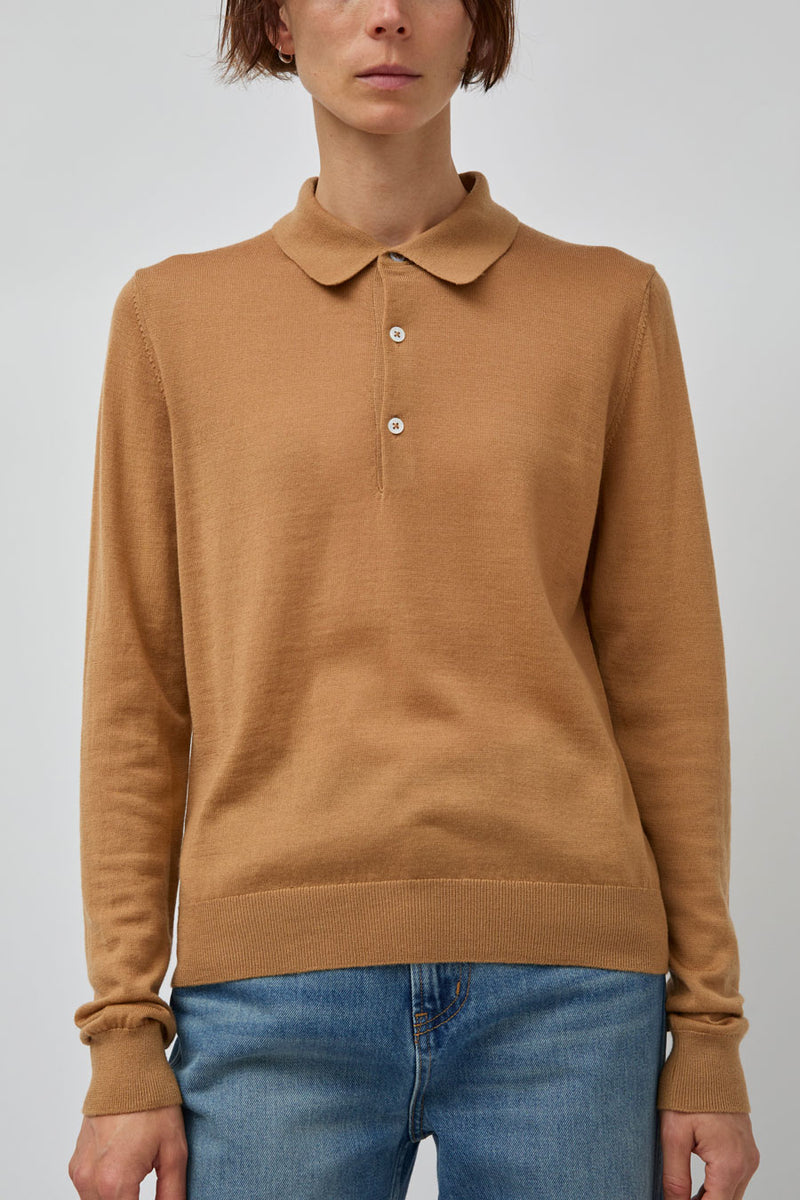 B Sides Knit Polo in Camel