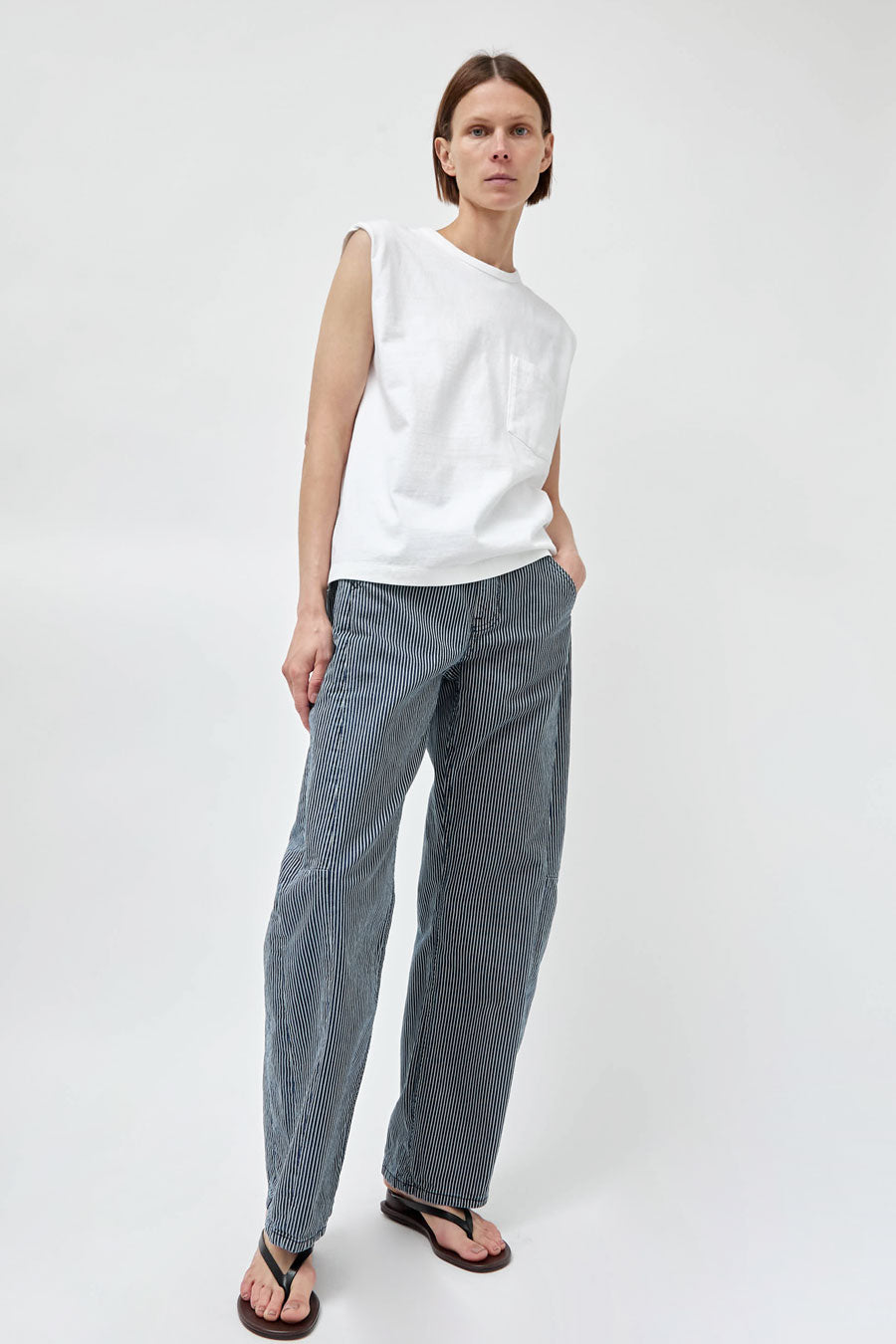 B Sides Lange Lasso Chino in Indigo White Stripe