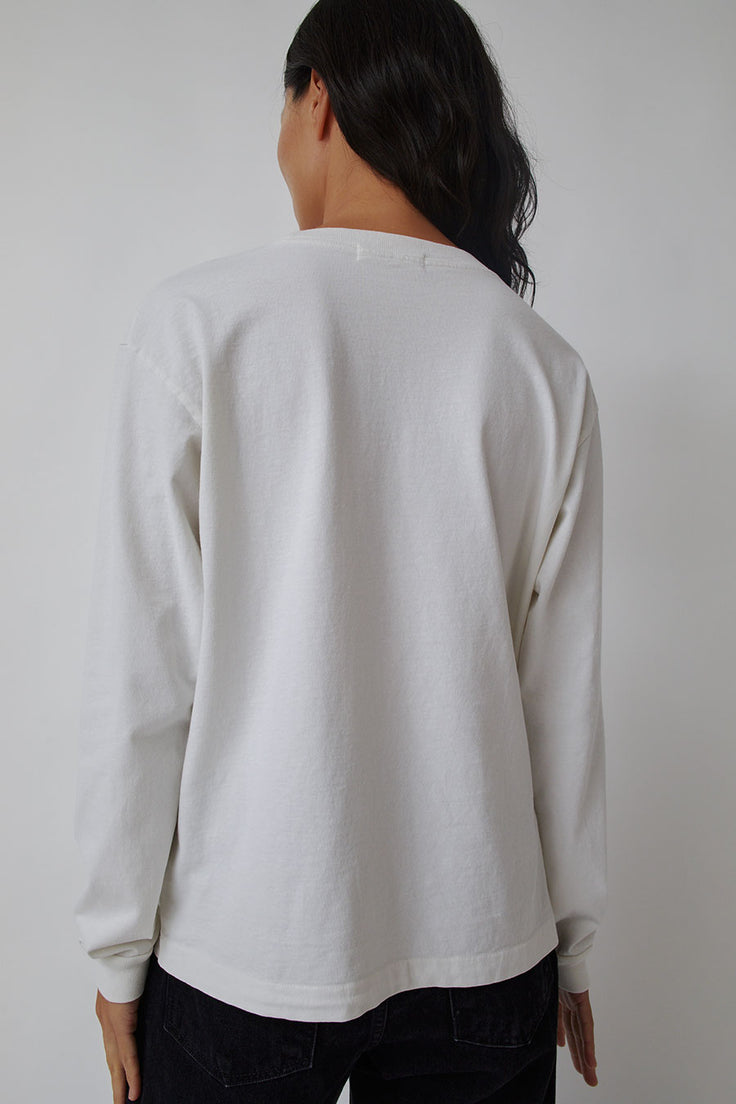 B Sides Long Sleeve Pocket T Shirt in Overdye Snow White