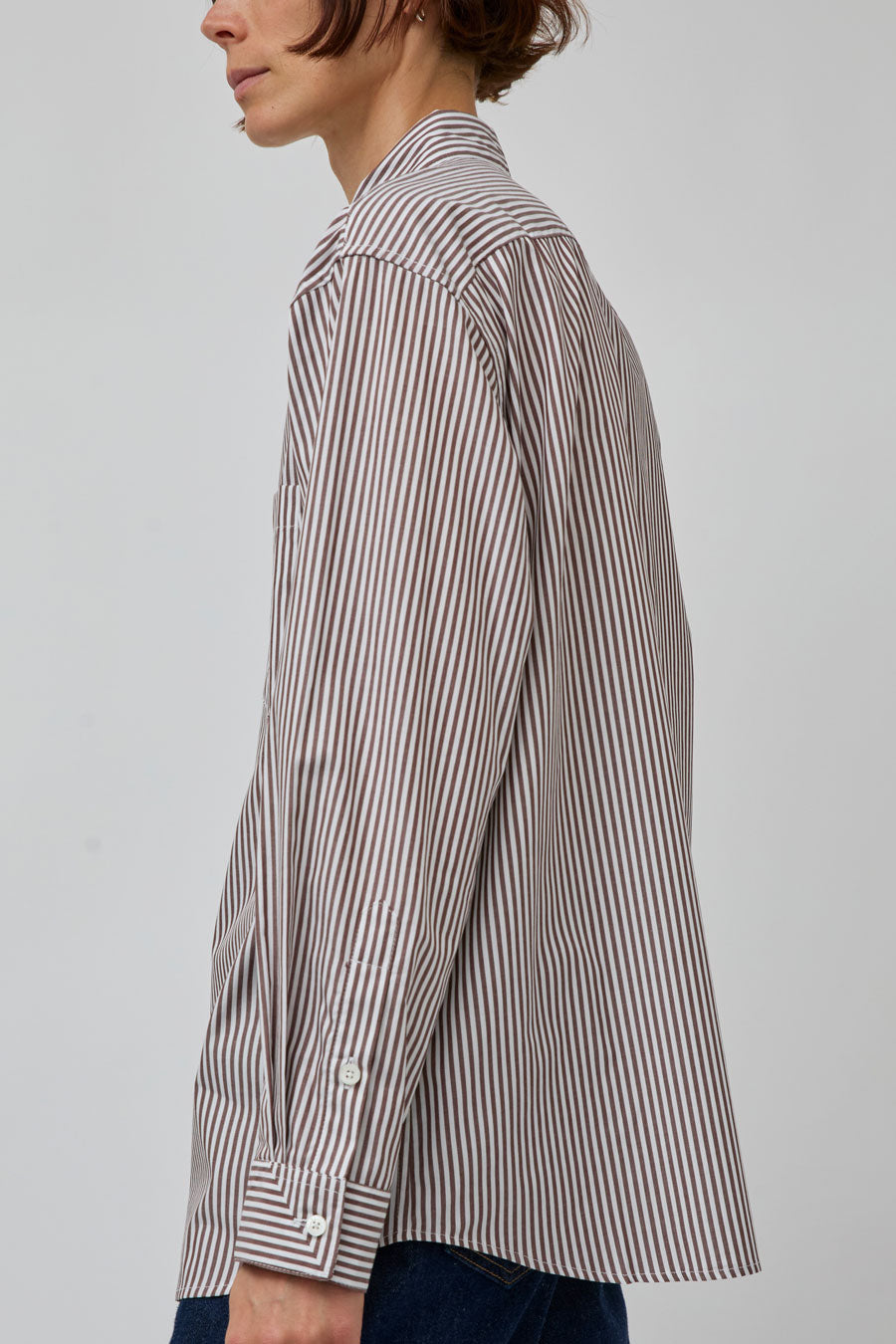 B Sides Nolan Shirt in Brown and White Stripe