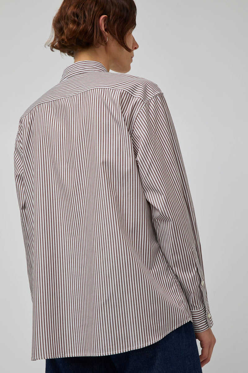 B Sides Nolan Shirt in Brown and White Stripe