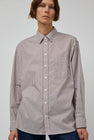B Sides Nolan Shirt in Brown and White Stripe