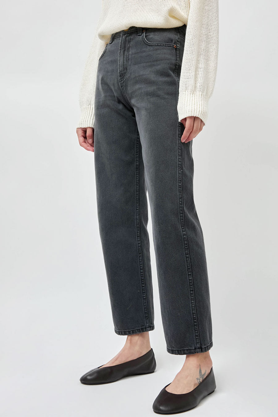 B Sides Plein High Rise Straight Jean in Stil Black