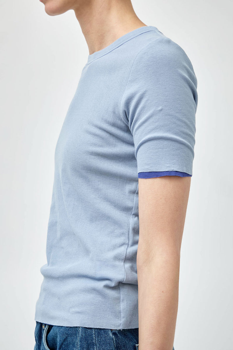 B Sides Reversible Double Tee in Light Blue / Bright Blue