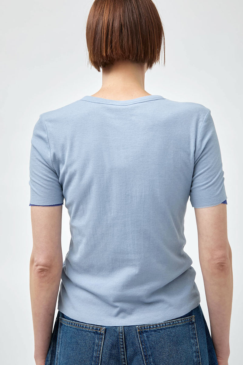 B Sides Reversible Double Tee in Light Blue / Bright Blue