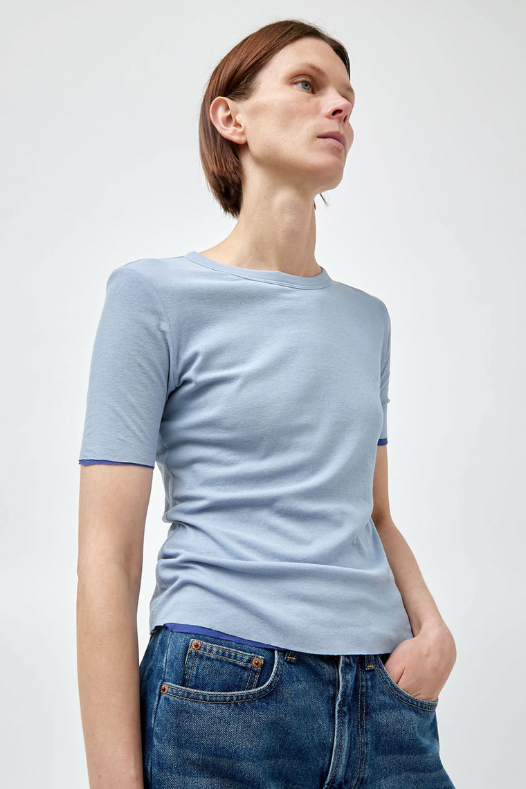 B Sides Reversible Double Tee in Light Blue / Bright Blue