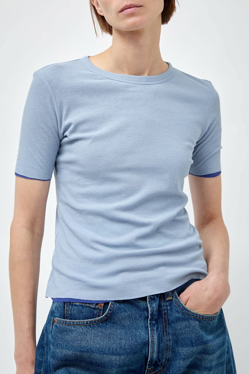 B Sides Reversible Double Tee in Light Blue / Bright Blue