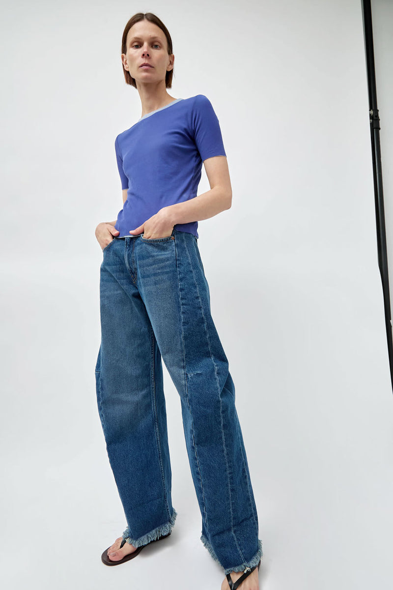 B Sides Reversible Double Tee in Light Blue / Bright Blue