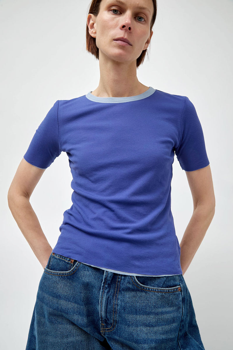 B Sides Reversible Double Tee in Light Blue / Bright Blue