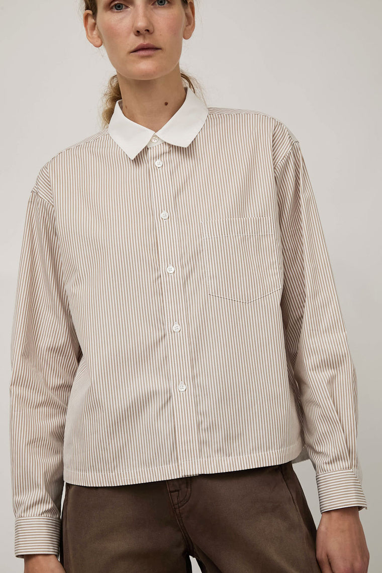 B Sides Sandra Shirt in Tan and White Stripe