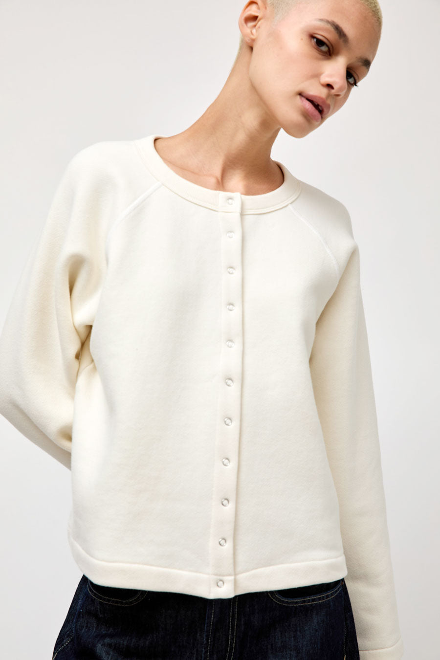B Sides Snap Cardigan in Oyster