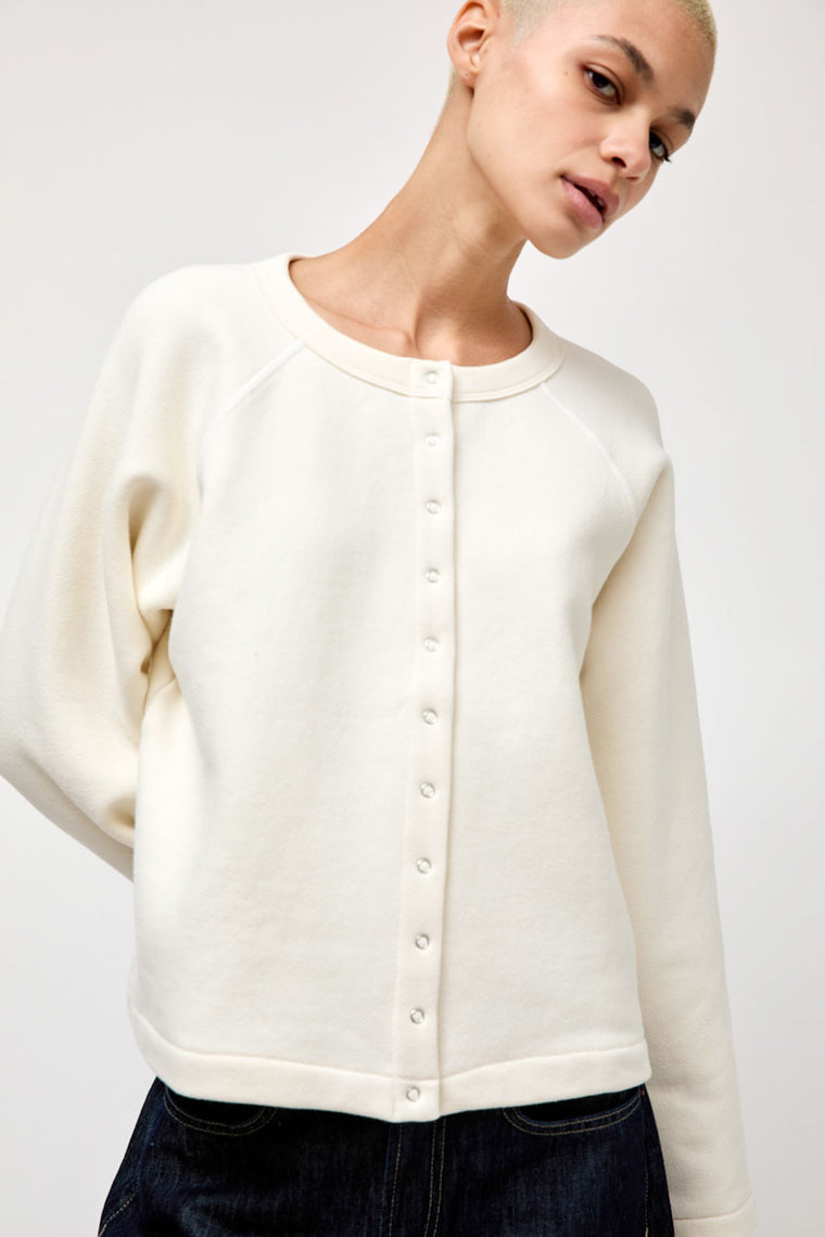 B Sides Snap Cardigan in Oyster