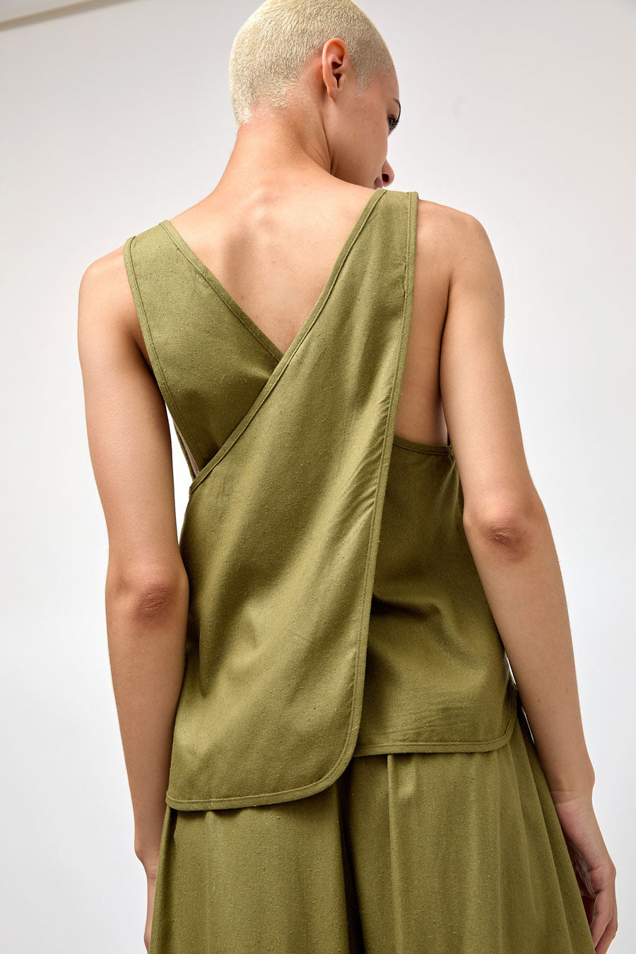 Baserange Apron Top in Lua Green