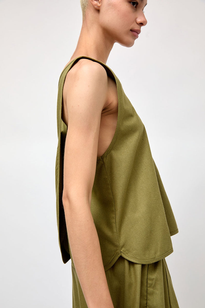 Baserange Apron Top in Lua Green