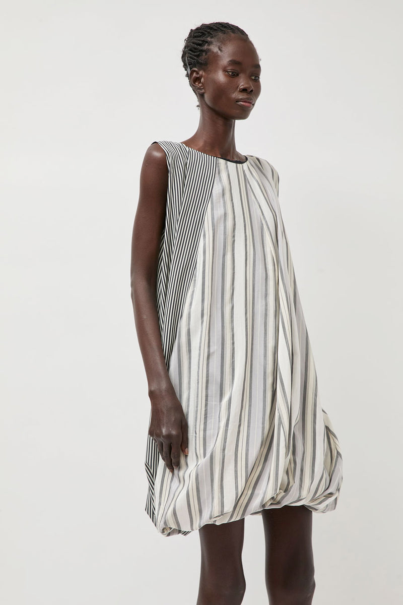 Baserange Bella Dress in Grey Stripe