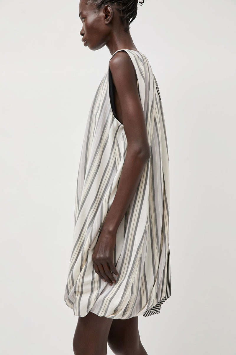 Baserange Bella Dress in Grey Stripe
