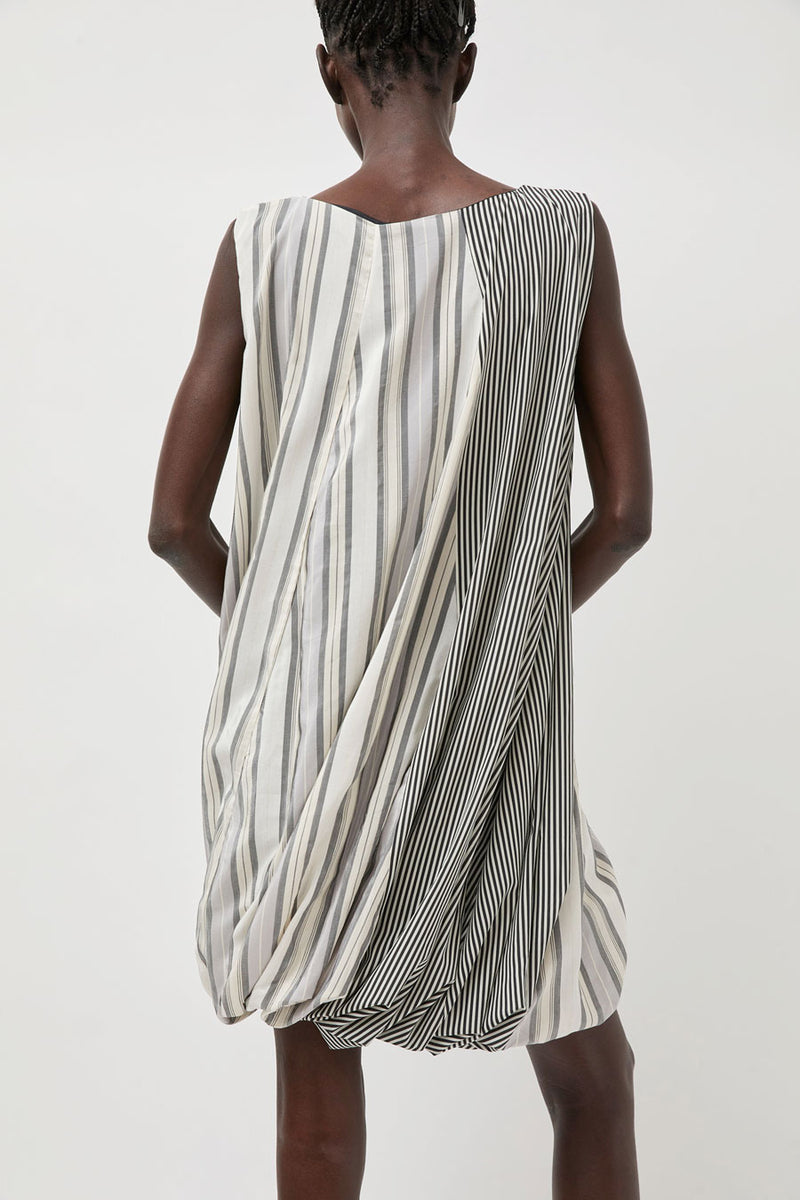 Baserange Bella Dress in Grey Stripe