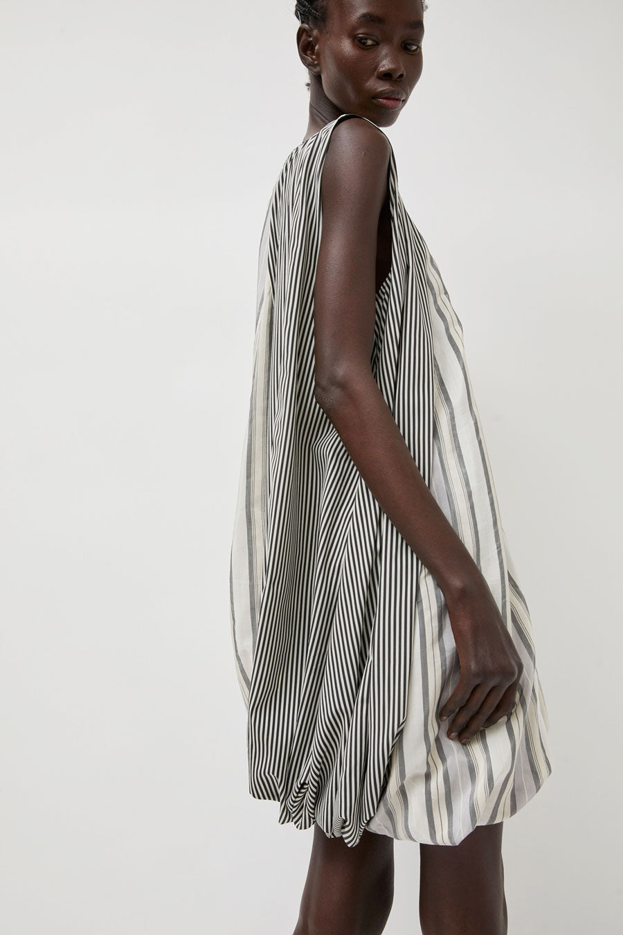 Baserange Bella Dress in Grey Stripe