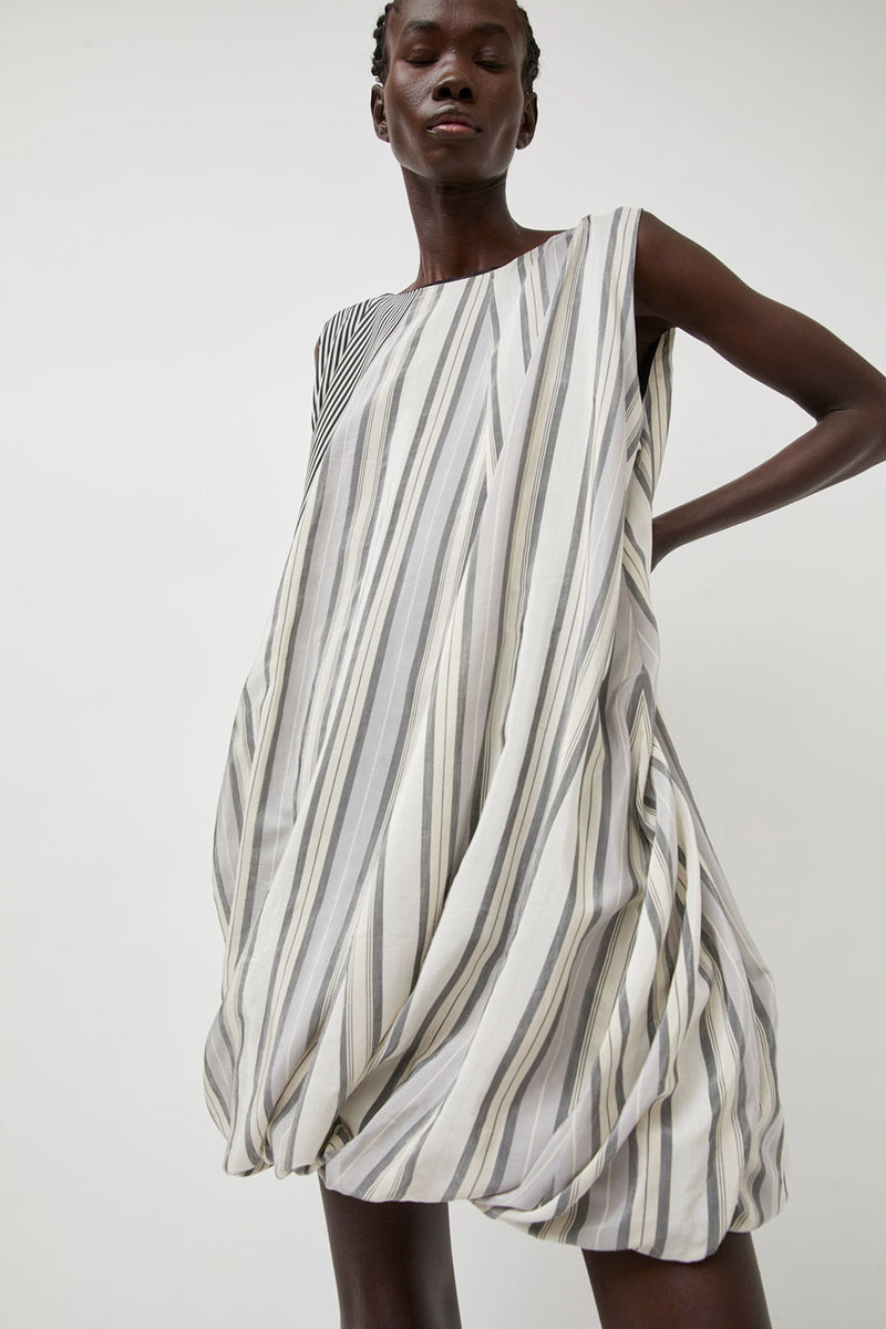Baserange Bella Dress in Grey Stripe