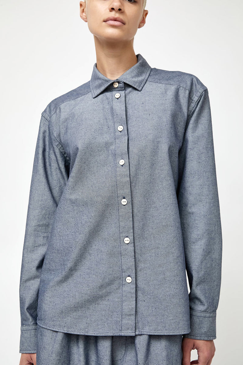Baserange Bent Shirt in Dark Denim