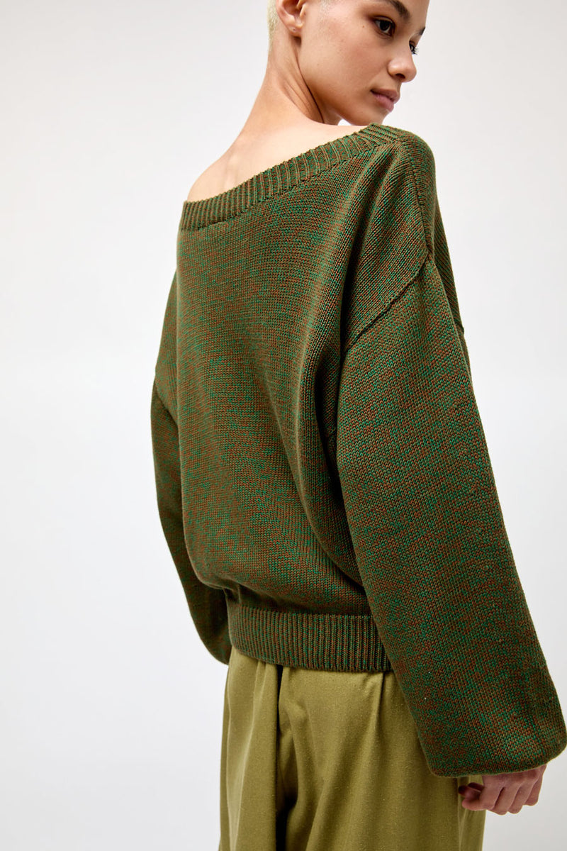Baserange Calla Sweater in Green Brown Melange