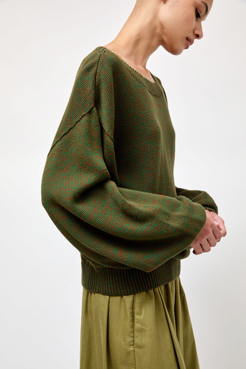 Baserange Calla Sweater in Green Brown Melange