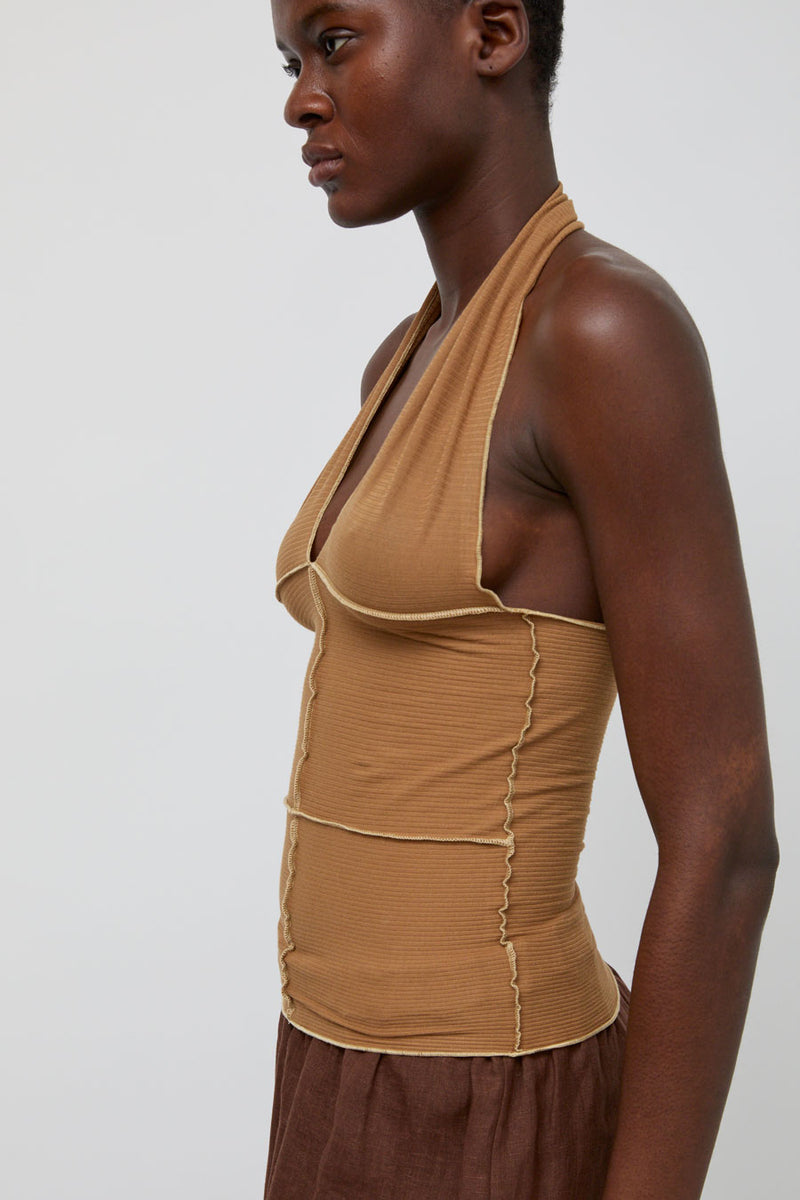 Baserange Cinder Halter Top in Alamillo Brown