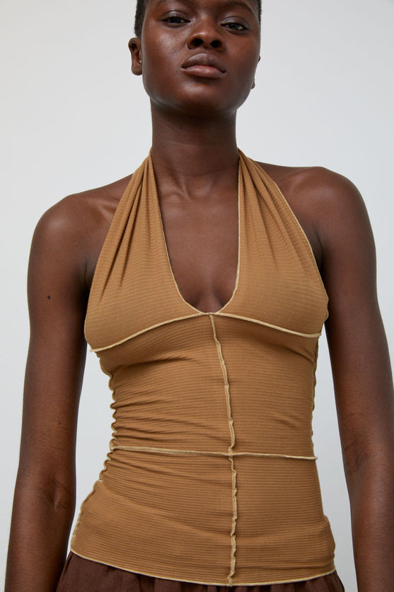 Baserange Cinder Halter Top in Alamillo Brown