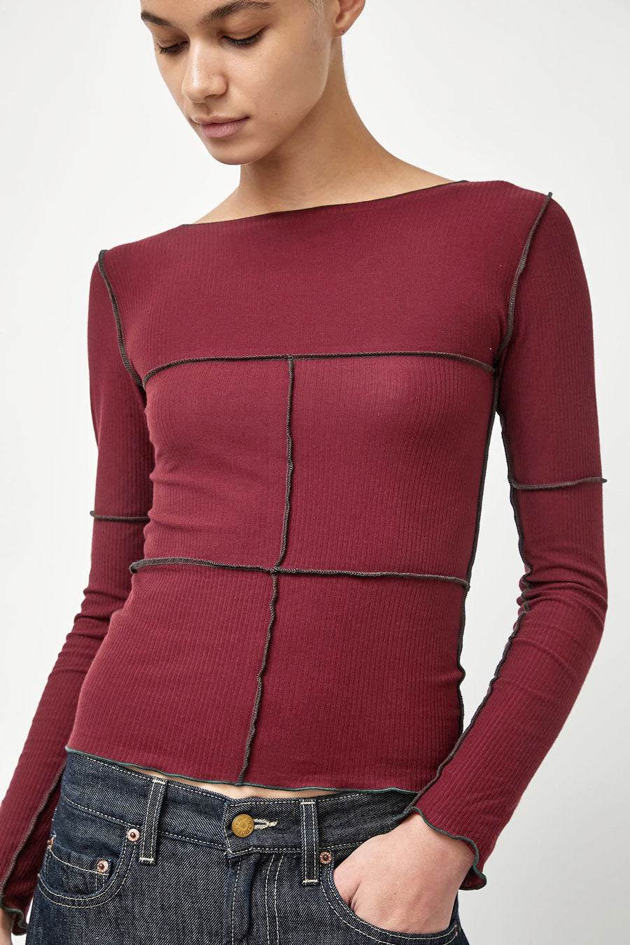 Baserange Cinder Long Sleeve Tee in Nara Red
