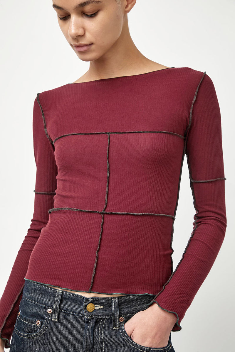 Baserange Cinder Long Sleeve Tee in Nara Red