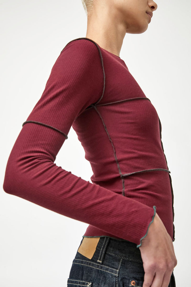 Baserange Cinder Long Sleeve Tee in Nara Red