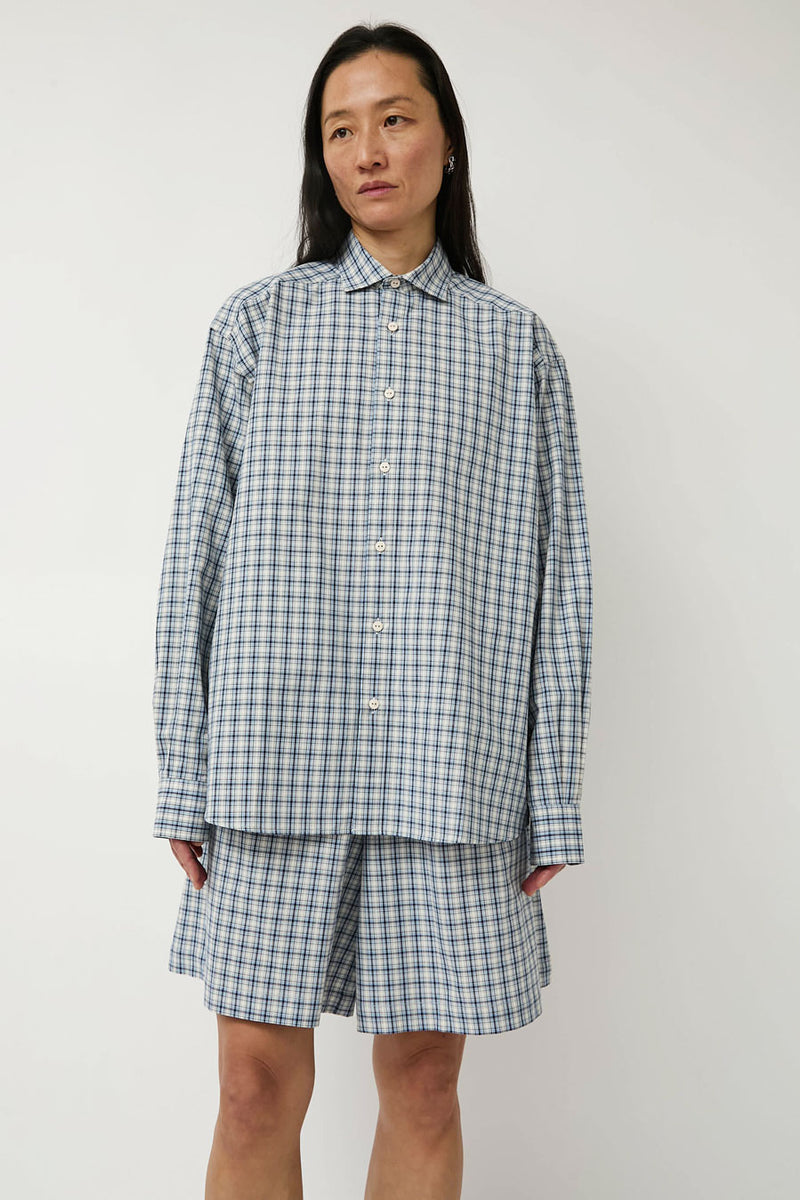 Baserange Claude Shorts in Blue Check