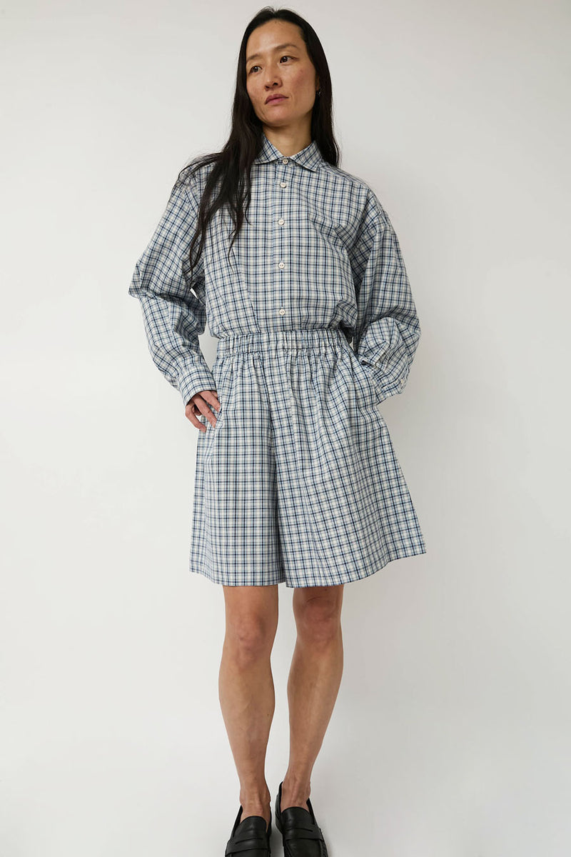 Baserange Claude Shorts in Blue Check