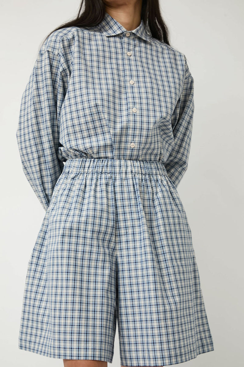 Baserange Claude Shorts in Blue Check