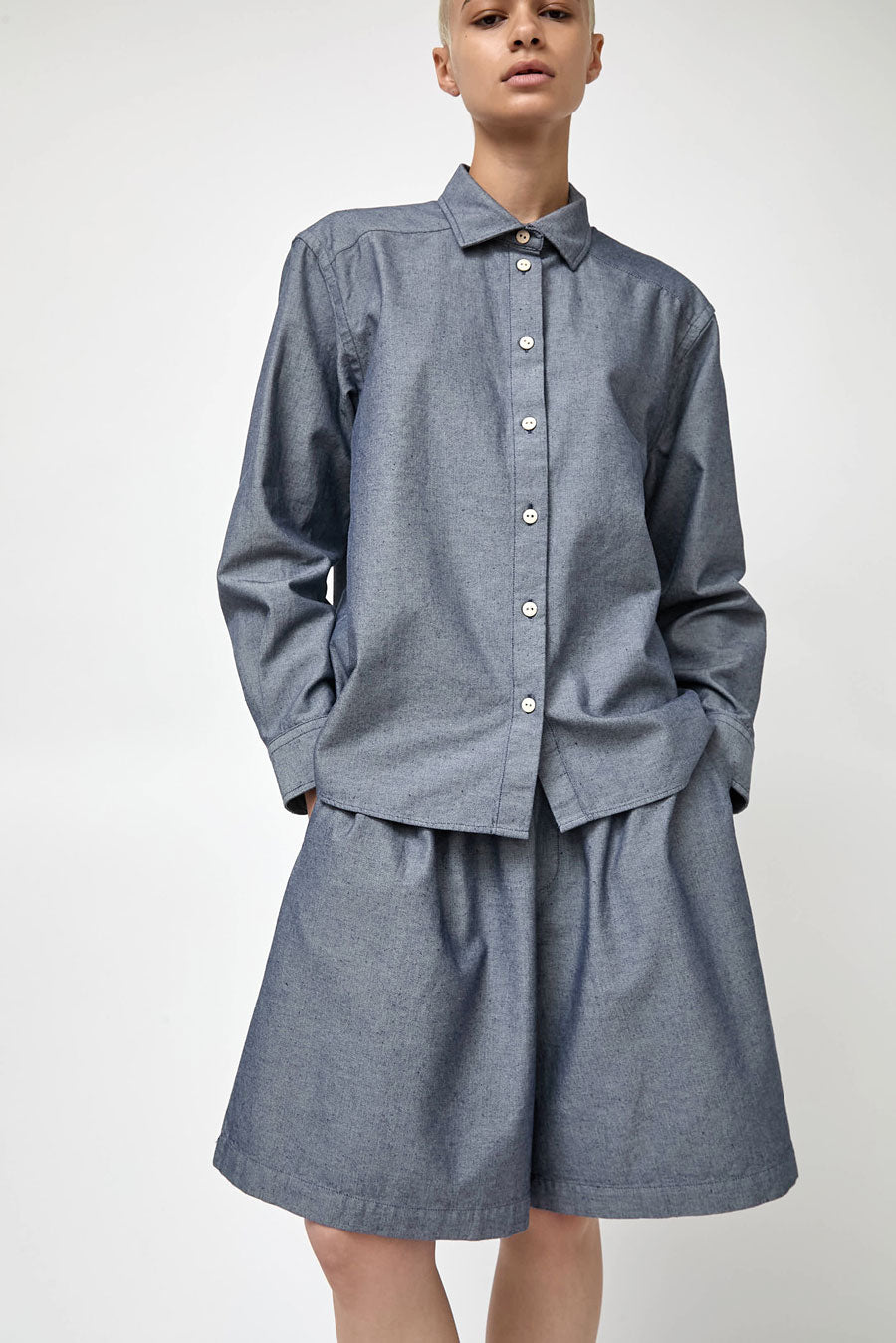 Baserange Claude Shorts in Dark Denim