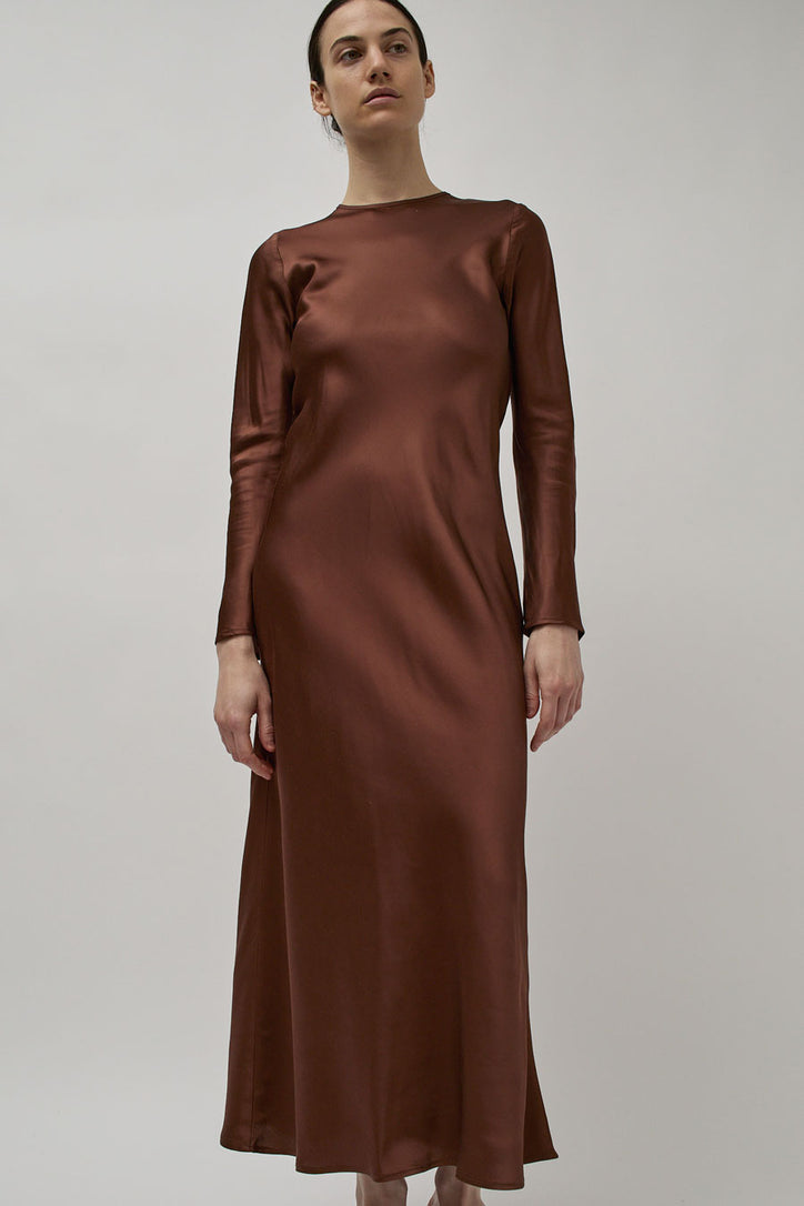 Baserange Dydine Longsleeve Dress in Dark Brown