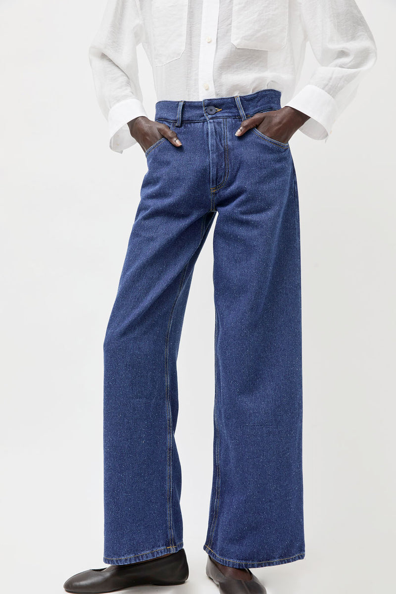 Baserange Grass Pants in Indigo Blue Wash