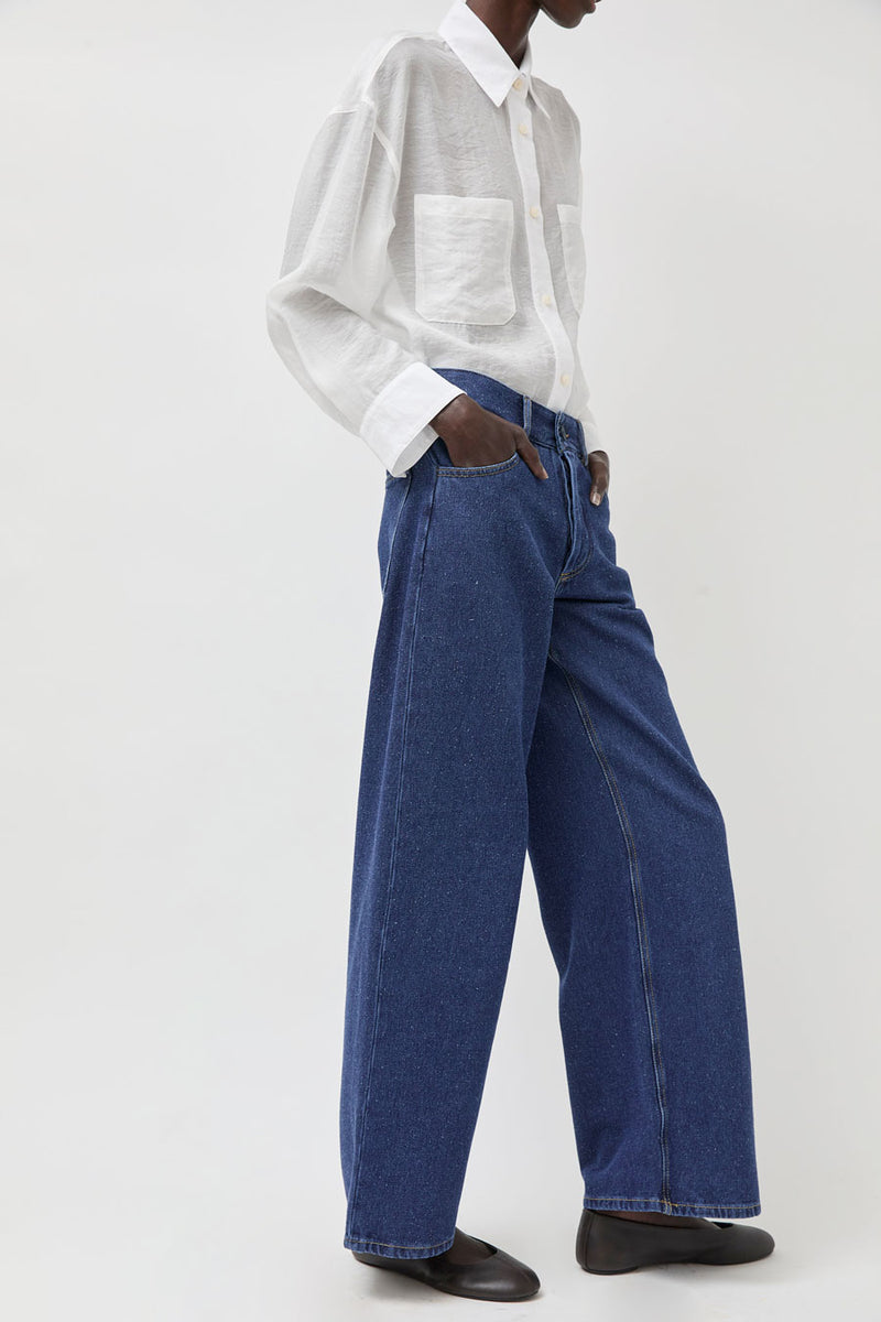 Baserange Silk Cotton Denim Grass Pants, INDIGO BLUE WASH / M