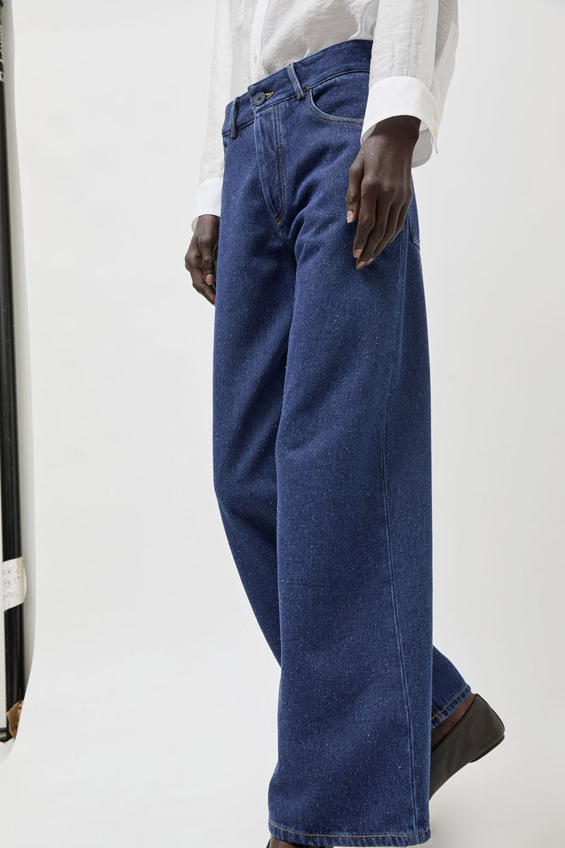 Baserange Grass Pants in Indigo Blue Wash