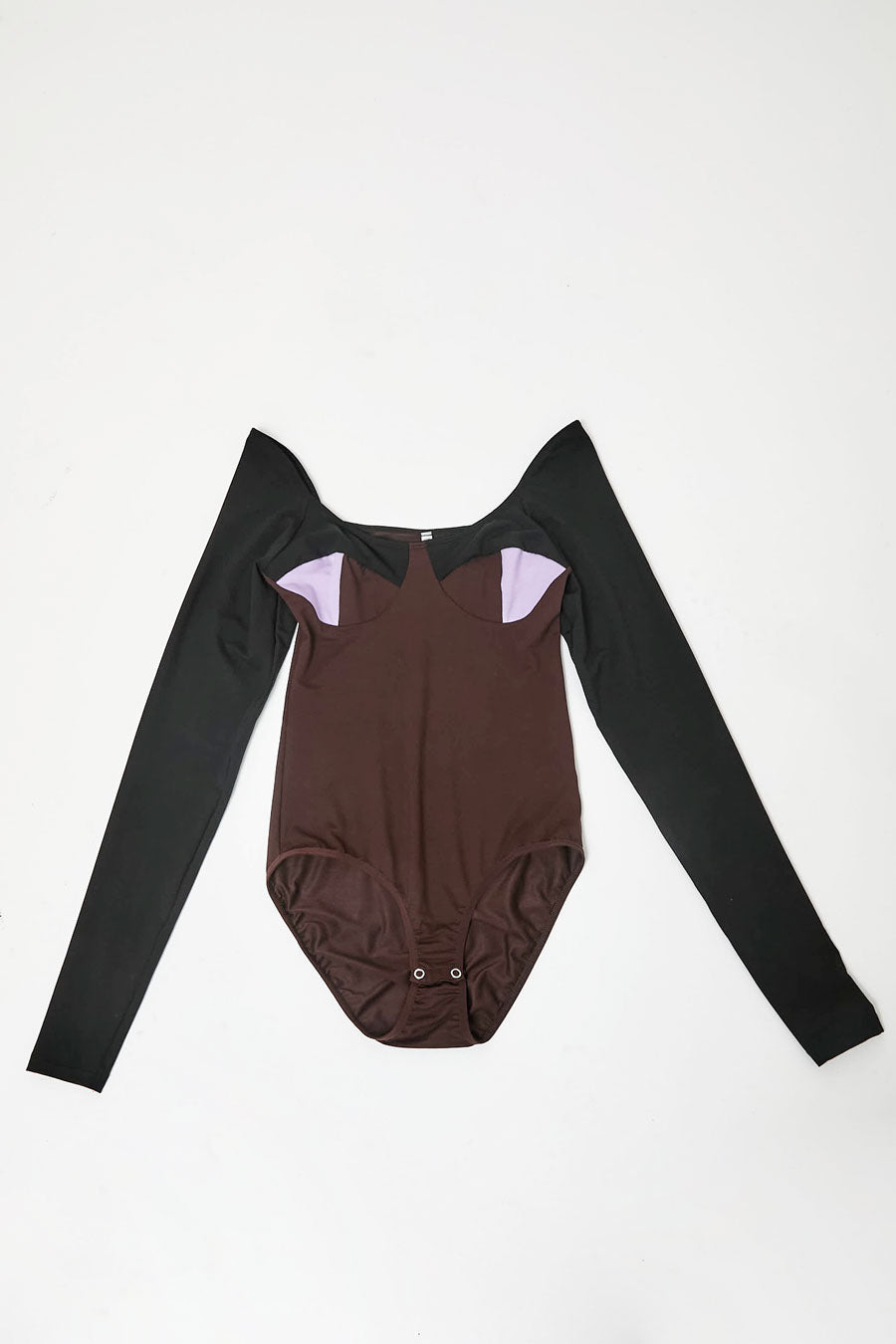 Baserange Long Sleeve Body with Bra in Black Tact and One Purple